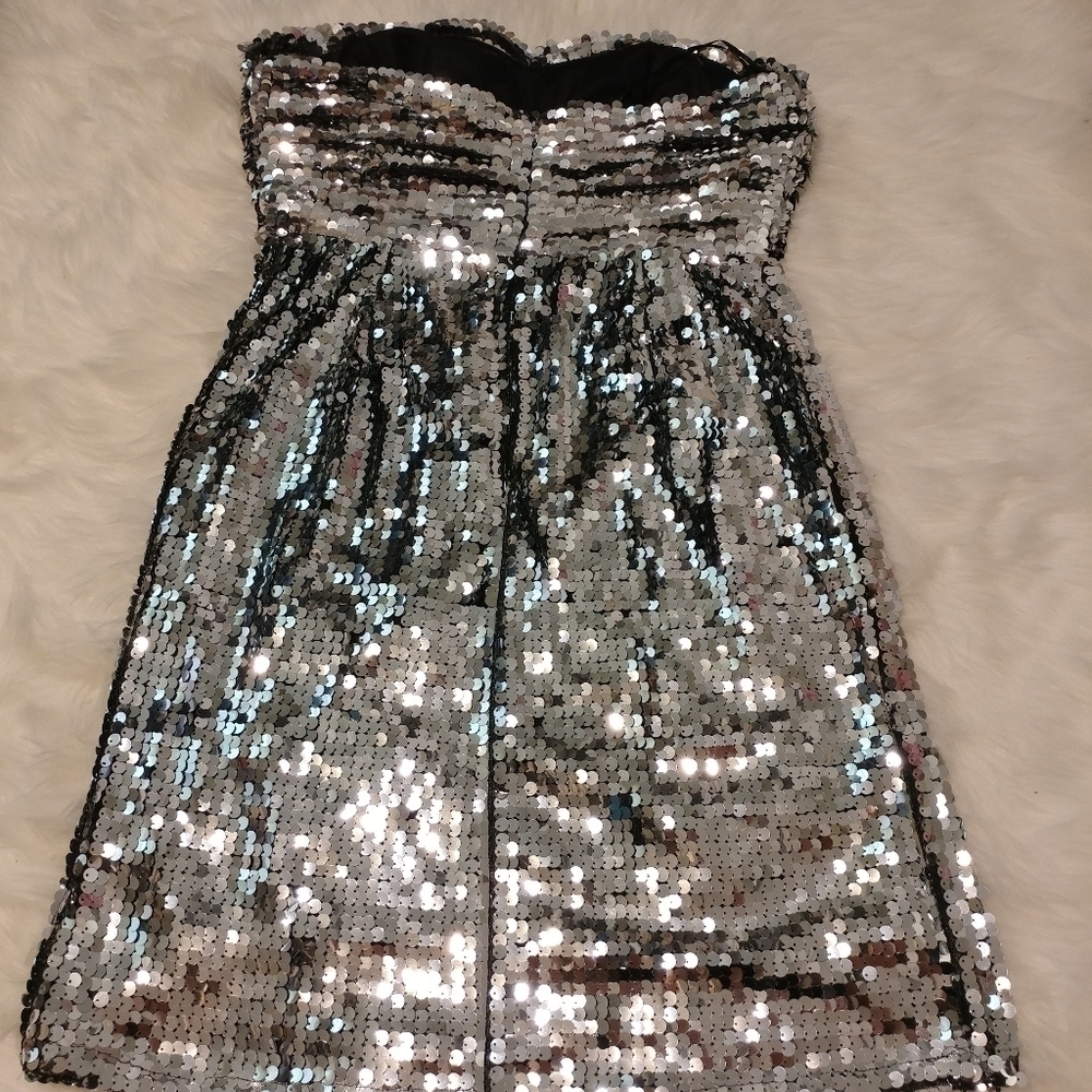 Beautifly Silver Sequin Sweetheart Dress - Picture 7 of 12